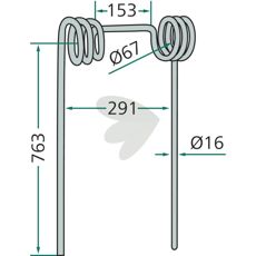 Rear harrow pin 763mm