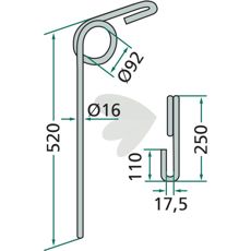 Stubble harrow pin 520mm