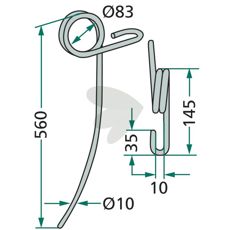 Stubble harrow pin 560mm