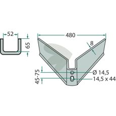 Wing share Working width = 480 Working angle = 25