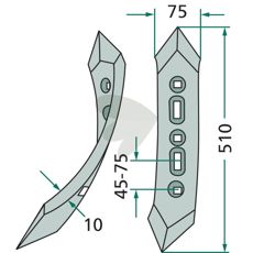 Blade left, reversible, twisted