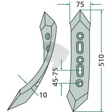 Blade right, reversible, twisted