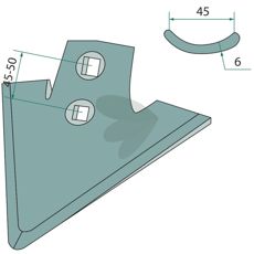 Goosefoot blade Working width = 260, Radius = 250