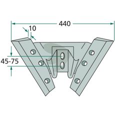 Wing blade complete 440mm Kverneland / Rau 50237