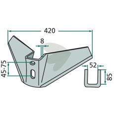 Wing share Working width = 420 Working angle = 15
