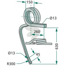 Cultivator shaft middle, twisted -Square (mm) 35