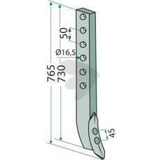 Pin 50x25mm length 765mm hole 16,5mm 428578