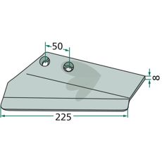 Wing blade right 225mm hole c-c 50mm S005141