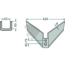 Wing blade Working width = 420 Working angle = 25°