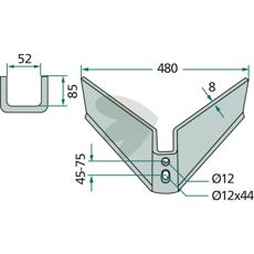 Wing blade Working width = 480 Working angle = 15
