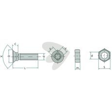 Plow screw M12x45, 8.8