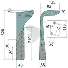 Rotary Harrow Tooth Right Zircon 7/8 - 3377022