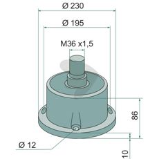 Bearing complete right M36x1