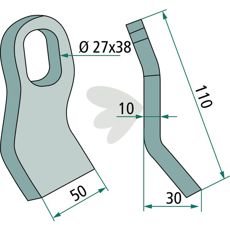 Impact knife Slagkraft hole 27X38 mm