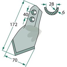 Cutter Kongskilde etc. 70X172mm hole 40mm