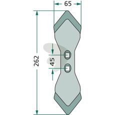 Cutter K32 65X262mm hole spacing 45mm 105000483