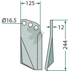 Rotor harrow tooth Right El 282 / 201 - 52352500