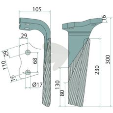 Rotor harrow tooth Left - 52539500