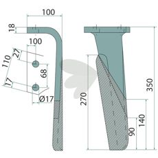 Rotor harrow tooth Left - 52552510