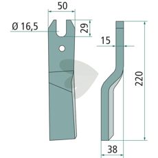Rotary knife Kuhn (Huard) 220 mm
