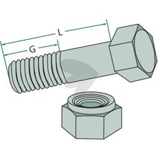 Screw with nut M12 x 1,25 x 40mm 12.9