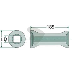 Intermediate piece for square axle 28x28, 30x30