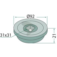Flange External for square axle 30x30