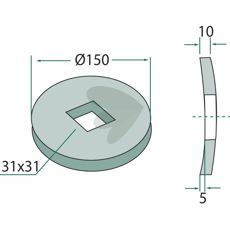 Compensation plate for square axle 28x28, 30x30 150