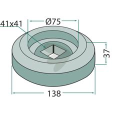 Flange Internal for square axle 40x40
