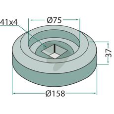 Flange External for square axle 40x40, 18031-0404