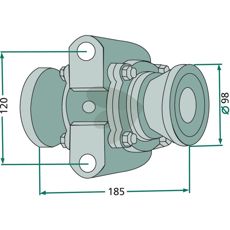 Bearing complete for square axle 30x30 mm type III
