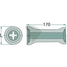 Intermediate piece for square axle 26x26