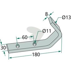Scraper right and left 30X180mm