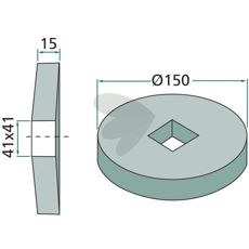 Flange Inner and outer for square axle 40x40, 150