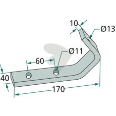 Scraper right and left 40X170mm