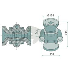 Bearing unit for square axles 40x40 mm