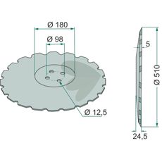 Finely toothed plate 510x5 mm 4 holes
