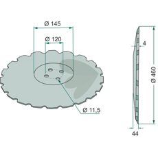 Small toothed plate, toothed, 460x4 mm, hole circle- 120 mm