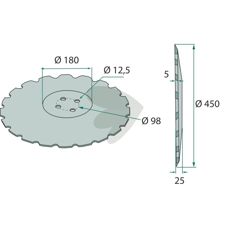 Plate toothed, 455x5 mm