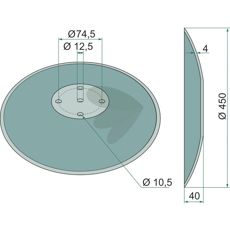 Plate curved hole circle- 74.5 mm