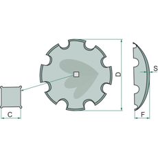 Plate toothed square hole 27X27 Teeth: 10