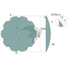 Plate toothed square hole 31X31 4mm
