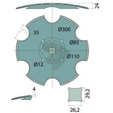 Toothed Plate  300 X 4 Mm