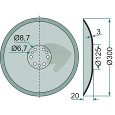 Disc blade Accord / Kverneland 307mm 495390