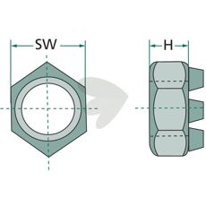Crown Nut M30x3.5 - Fits square axle 30 x 30