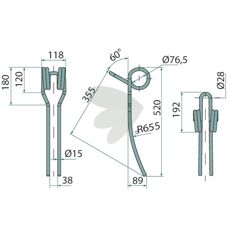 Double after harrow spike, 15 mm