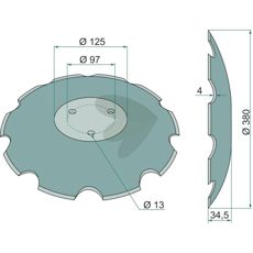 Toothed disc harrow 3 holes