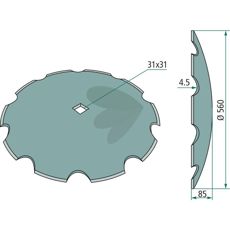 Disc toothed Quivogne Square hole 31X31