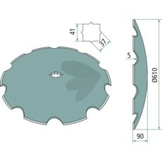 Disc toothed Quivogne Square hole 37/41