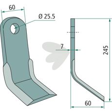 Y-Knife Lagarde 60X245mm, hole 25,5mm